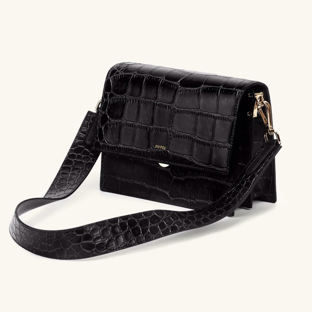 NWT JW PEI Mini Flap Crossbody bag purse  - Black Croc